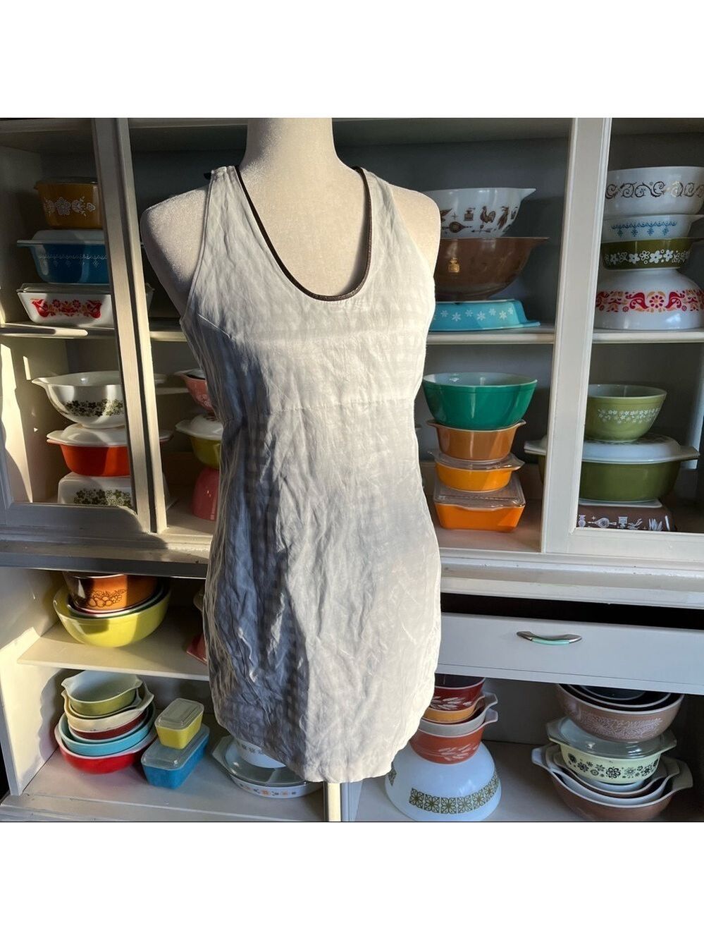 Rogan Transparent Cupro Gingham Checkered Dress - Size Small